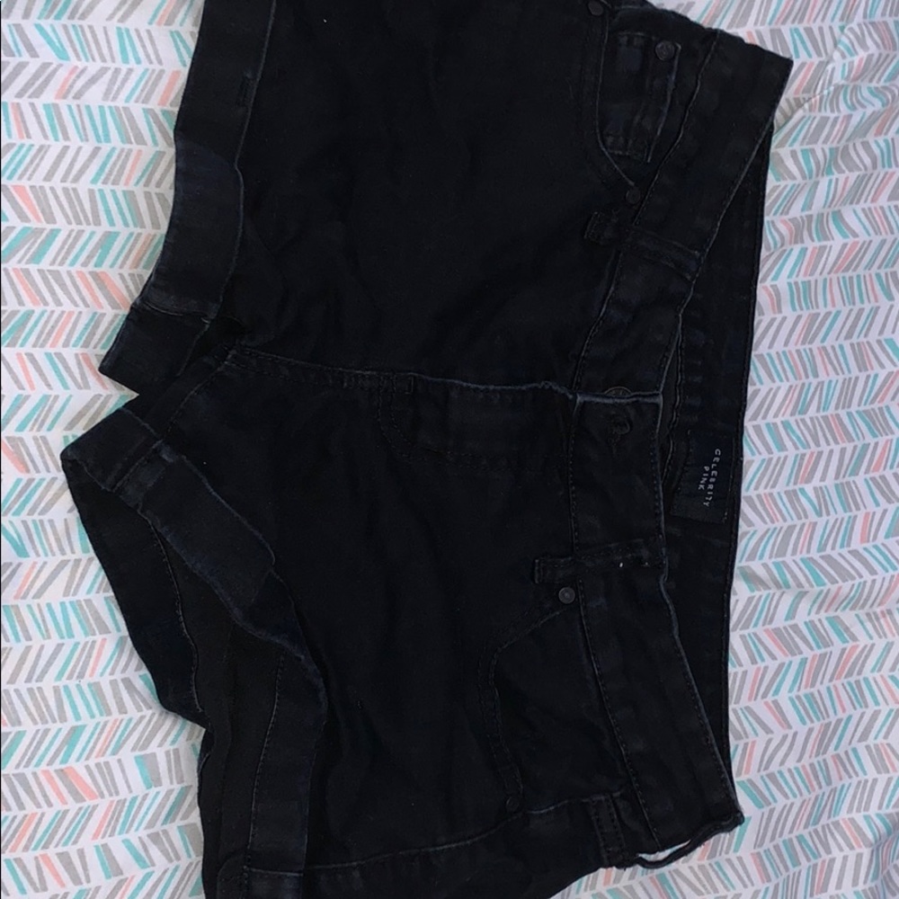 Black soft denim shorts